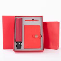 Carnets personnalisés avec logo A5 & stylo & parapluie & clé USB Ensemble cadeau d'entreprise combiné