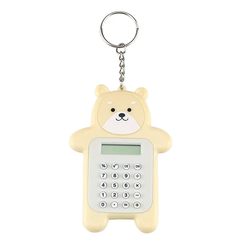 Cartoon Bear Student Calculator 8-bit Display Cute Mini Portable Computer Quick Calculation Pocket Calculator