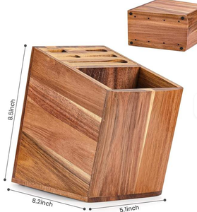 Portautensili da Cucina in Legno Massello di Acacia Sostenibile, Divisibile, con Coperchio Drenante Rimovibile, Contenitore Multi-Scomparto da Appoggio - Product Image 2