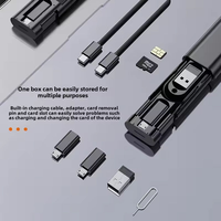Juego de Cables de Carga USB Portátiles, Adaptador Convertidor, Soporte para Pin de Extracción de Tarjeta SIM, Accesorios para Teléfono Móvil con Caja de Regalo