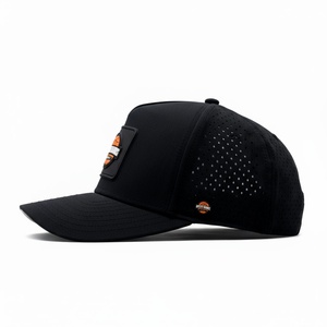 OEM Custom 5 Panel Classic <b>Waterproof</b> <b>Golf</b> Baseball Cap Rubber Patch Snapback <b>Hat</b> Breathable Laser Cut Hole Performance <b>Hats</b> - Product Image 3
