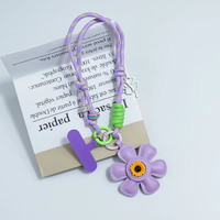 Lanière tissée TOLKA TK avec breloque fleur en cuir style Instagram et logo personnalisable - Longueur 0 cm