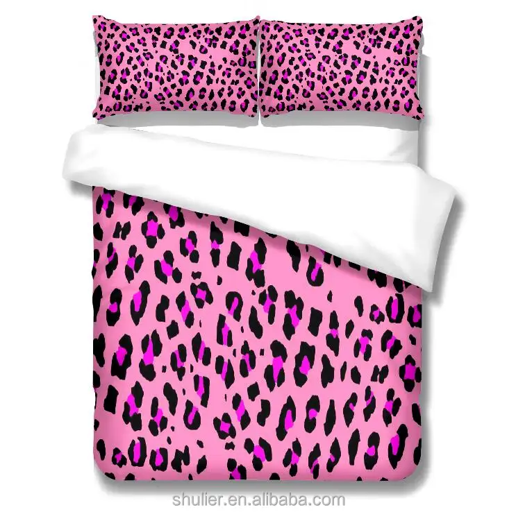 3D printing wholesale custom modern sexy pink leopard print bedding three sets