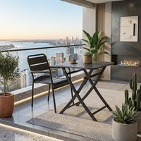 Ensemble de mobilier d'extérieur sur mesure en gros, table pliante de bistrot en métal thermolaqué, chaise de salle à manger empilable
