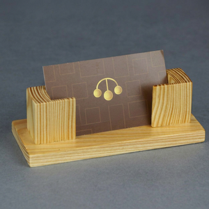 Wooden Name Card Holder Professional Business Card Display <b>Stand</b> Handcrafted Office Table Organizer - Product Image 1
