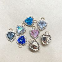 Coeur avec pince suspendue perceuse autour du bord cristal boucle pendentif verre bricolage cristal pendentif accessoires matériaux faits à la main