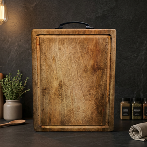 Planche à découper en bois naturel rectangulaire avec poignée, grande planche de préparation pour la cuisine, pour la maison, les restaurants, vente en gros - Product Image 1