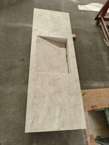 SH STONE Lujo de gama alta Moderno Natural Taj Mahal Cuarcita Apartamento Villa Baño Montado en la pared Vanidad Intered Fregadero Lavabo - Product Image 3