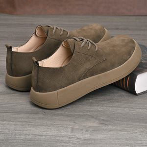 Chaussures décontractées pour hommes en cuir véritable à lacets, bout rond, semelle extérieure en caoutchouc, semelle intermédiaire EVA confortable pour le printemps - Product Image 3