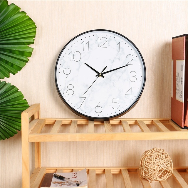 Factory Stock 3D Digital Scale Wall Clock Creative Fashion Simple Marble Dial for Living Room Quartz Plastic Needle Still Life