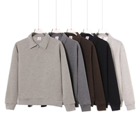 RUICHI Sweat-shirt unisexe à col polo demi-zip 350G, coupe ample, style Old Money, décontracté, streetwear, avec logo personnalisé, collection Automne Hiver