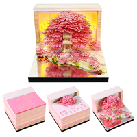Sakura Shrine Treehouse 3D Paper Sculpture 2027 Art Calendar Dreamy Garden Diorama Memos with Mirror Base&LED Backlit Silhouette