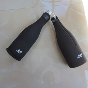 Housse isotherme pour bouteille de vin en néoprène noir avec logo personnalisé, imperméable et tendance, avec fermeture éclair, pour bouteille de champagne - Product Image 4