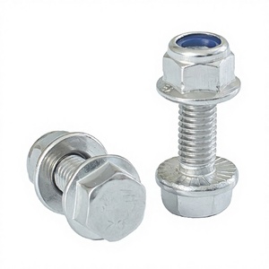 Vis à tête hexagonale cruciforme en acier inoxydable, tailles assorties, avec écrou, finition naturelle, vis à tête cylindrique - Product Image 2