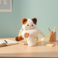 Sac à dos scolaire en peluche pour filles, animaux en peluche, chat, pingouin, coton PP, couleur et logo personnalisés, vente en gros, ZHONGZHUO