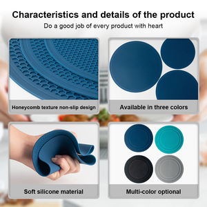 Ensemble de 3 dessous-de-plat en silicone alvéolé multi-usages, antidérapants, résistants à la chaleur, imperméables et isolants pour la table - Product Image 3