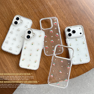 <span class=keywords><strong>Cover</strong></span> per <span class=keywords><strong>iPhone</strong></span> con Glitter <span class=keywords><strong>Trasparente</strong></span> a Forma di Tulipano e Ciliegia per 17 <span class=keywords><strong>Pro</strong></span> Max, Design Morbido per Donne, Custodia Antiurto per 16 15 - Product Image 1