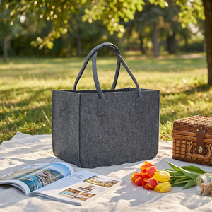 <span class=keywords><strong>Sac</strong></span> fourre-tout en feutre gris foncé certifié GRS, sans AZO, avec logo personnalisé, grande capacité, vente en gros directe d'usine - Product Image 6