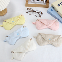 Étui à lunettes portable en tissu matelassé, motif floral mignon, avec bouton-pression, pour femmes et enfants, protection pour lunettes