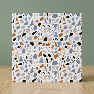 Carreaux de sol en céramique effet pierre blanche terrazzo 30x30cm, design brillant et émaillé pour revêtements de sol intérieurs - Product Image 3
