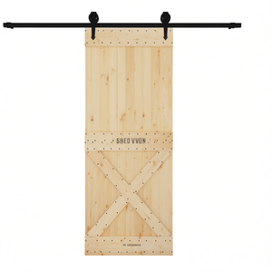 Porte coulissante intérieure en pin massif Narvik, style ferme, 35,4 x 82,7 pouces - Product Image 1