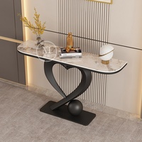 Console d'entrée en métal et dalle de roche, style italien, luxe léger, moderne et minimaliste, personnalisable, pour hôtel, appartement, salon