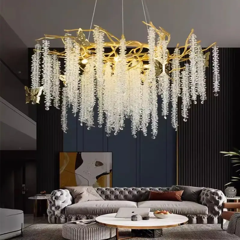 wholesale indoor decorative home hotel villa living room lobby gold modern luxury crystal chandelier