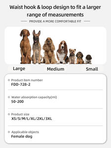 Couches <span class=keywords><strong>pour</strong></span> chiens réutilisables Queenhe, hautement absorbantes, imperméables et lavables, <span class=keywords><strong>pour</strong></span> chiens âgés souffrant d'incontinence - Product Image 5