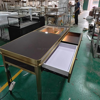 Comptoir de bijouterie de luxe sur mesure en acier inoxydable avec éclairage LED, table de caisse pour bijoux, présentoir de montres et de diamants