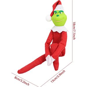 Muñeco de Peluche Monstruo Verde de 7 Pulgadas, Decoración Navideña Roja para Interiores, Sala de Estar, Estilo Tradicional - Product Image 2
