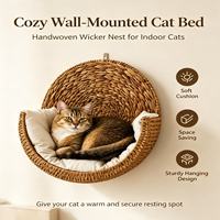 Nouveaux produits : panier suspendu pour chat en osier naturel tressé à la main, parfaitement confortable, avec coussin amovible pour chats d'intérieur