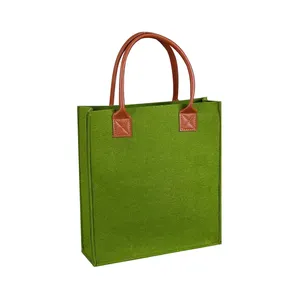 Luxury Tote Office Felt Bags With Custom Logo Large Felt Handbag Green Recycled Felt Shopping Bag