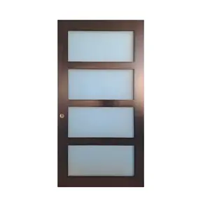 Modern Internal Wooden Veneered 4-Panel Shaker Door with Glass