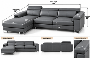 Sofá Seccional de Cuero Color Carbón Oscuro de Alta Gama para Hogares Modernos con Configuración en L, Asientos Premium y Comodidad Contemporánea - Product Image 2
