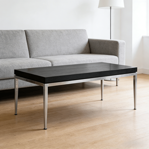 <span class=keywords><strong>Mesa</strong></span> <span class=keywords><strong>de</strong></span> <span class=keywords><strong>Centro</strong></span> Moderna Rectangular con Tapa <span class=keywords><strong>de</strong></span> Madera y <span class=keywords><strong>Patas</strong></span> <span class=keywords><strong>de</strong></span> Metal Cromado, <span class=keywords><strong>Mesa</strong></span> <span class=keywords><strong>de</strong></span> Salón Contemporánea - Product Image 2