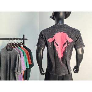 T-shirt Homme Luxe 100% Coton Délavé Coupe Oversize Léger Col Rond avec Étiquette Personnalisée pour Tenue Décontractée du Week-end - Product Image 2
