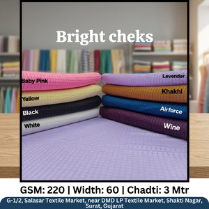 Premium Bright Check 100 Percent Polyester Waffle <b>Fabric</b> 220 GSM 60 Inch Wide <b>Textile</b> for Garments <b>Home</b> Furnishing and Apparel - Product Image 2