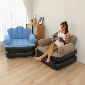 <b>Foldable</b> Portable Inflatable Sofa Bed Chair <b>Mattress</b> Outdoor Air Sofa Couch Lounger for Bedroom Living Room Inflatable Sofa Bed - Product Image 1