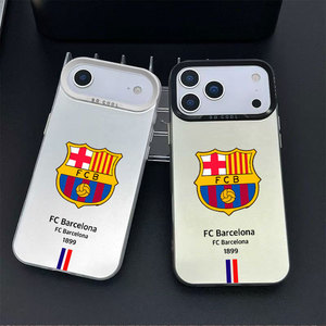 Funda Protectora para Teléfono Móvil con Logotipo del Club de Fútbol <span class=keywords><strong>Barcelona</strong></span> en Plata, Resistente a Impactos, TPU+PC, Pintura UV, para 17 Pro Max - Product Image 1