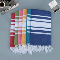 Serviette de plage polyvalente rose pâle, Peshtemal turc rayé, serviette de hammam grande taille XL, idéale pour Airbnb, maison d'hôtes, boutique