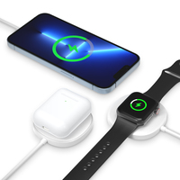 Chargeur sans fil magnétique 3 en 1 avec charge rapide, design double face, sortie 15W pour smartphone et ordinateur
