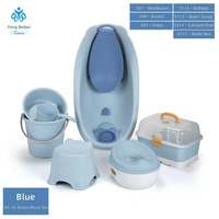 Ensemble de bain pour bébé en huit pièces avec boîte de rangement, seau, siège de toilette pour poussette, armoire - Matériau PP