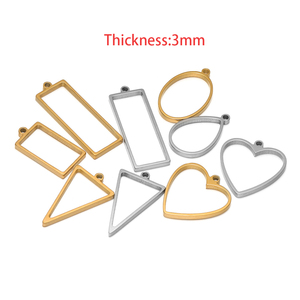 18k Vergoldete Edelstahl-Anhänger mit Hohlem Herz-, Quadrat-, Oval- und Rechteck-Design für Schmuckherstellung - Product Image 5