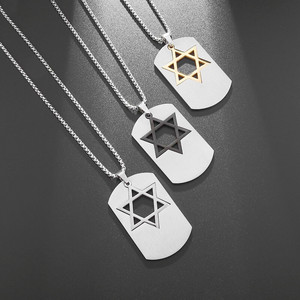 Etichette esagonali geometriche per cani con logo in acciaio inossidabile stella <span class=keywords><strong>di</strong></span> David ciondoli con logo ciondoli <span class=keywords><strong>di</strong></span> gioielli <span class=keywords><strong>di</strong></span> moda personalizzati per collana - Product Image 4