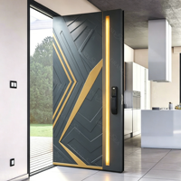 Porte d'entrée pivotante moderne de luxe en aluminium, porte extérieure européenne moderne, design isolé, portes pivotantes