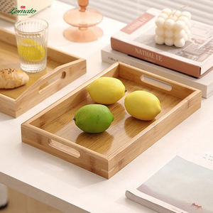 Plateau à thé rectangulaire solide de ménage de palette en bois de bambou écologique et plateau de tasse d'eau plateau en bois - Product Image 2