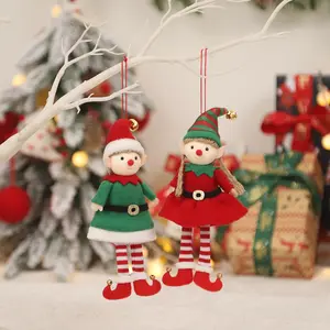 Natal Kids Presentes Cute Boy Girl Elf Pendant Elves Stuffed Plush Dolls Pendurado Ornamentos