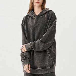 Felpa Autunnale in Cotone Lavato Effetto Invecchiato, Set Casual <span class=keywords><strong>da</strong></span> Uomo, Felpa con Cappuccio Unisex in Tinta Unita Effetto Acid Wash - Product Image 4