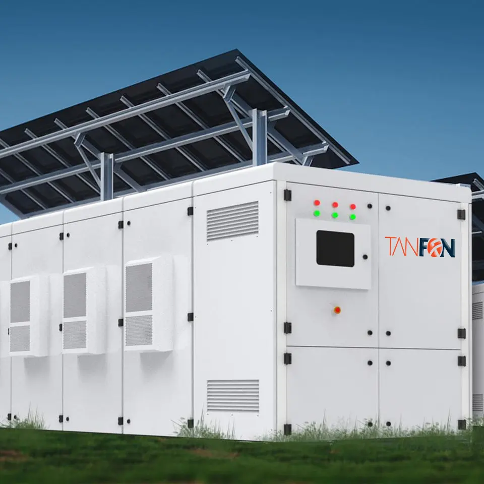 100kW 200kW 300kW sistem penyimpanan baterai lithium luar ruangan tanaman microgrid inverter hibrida energi surya untuk industri