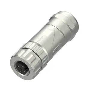 M12 4/5/8 pin female shield waterproof assembly cable plug straight field installable connector with PG7/PG9 connection